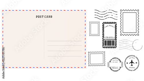 Classic Postcard Design with Stamped Details
