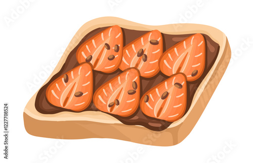Nutritious Toast with Strawberries. Perfect Balanced snack. Vector.