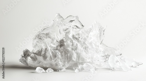 Crumpled Plastic Wrap on Light Background for Minimalistic Design