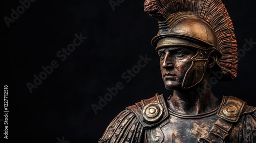 Bronze Roman Centurion Statue Detailed Armor and Helm Capturing Ancient Military Valor