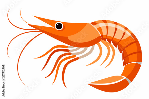 Vibrant Abstract Digital Art of Shrimp and Prawns – Marine Seafood Crustaceans in Stylized Red & Orange Forms