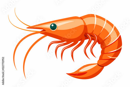 Vibrant Abstract Digital Art of Shrimp and Prawns – Marine Seafood Crustaceans in Stylized Red & Orange Forms