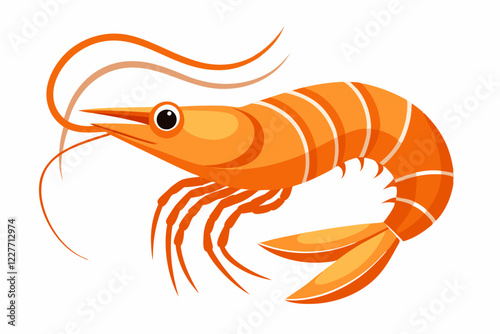 Vibrant Abstract Digital Art of Shrimp and Prawns – Marine Seafood Crustaceans in Stylized Red & Orange Forms