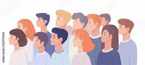 Diverse Group of People in a Minimalistic Style