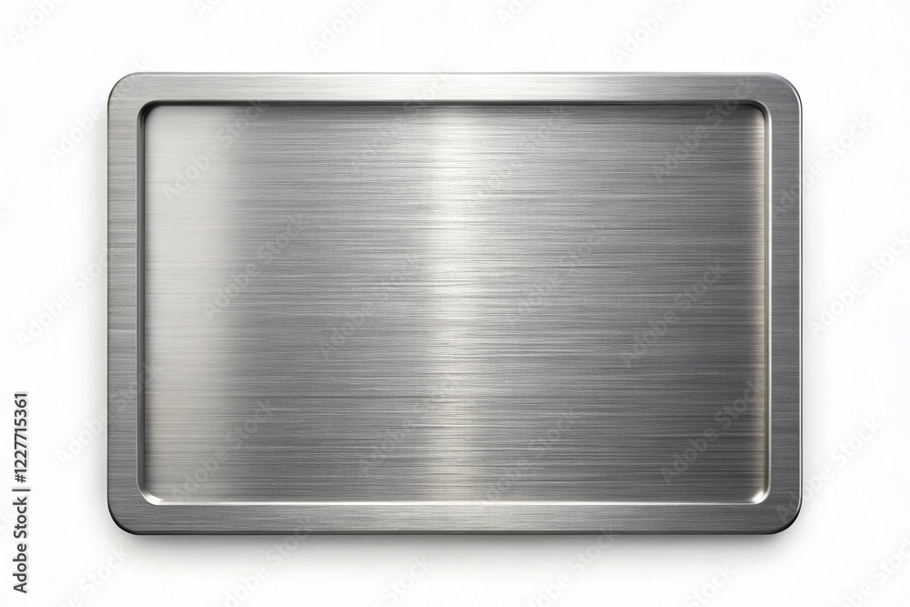 Brushed Stainless Steel Rectangle Blank Plate - Empty Metal Sign, High-Resolution Stock Photo