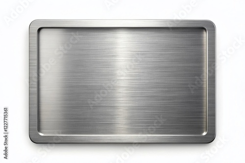 Obraz na płótnie Brushed Stainless Steel Rectangle Blank Plate - Empty Metal Sign, High-Resolution Stock Photo w salonie