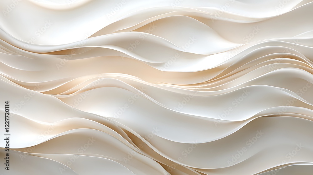 Fototapeta premium Abstract White and Beige Wave Pattern Design