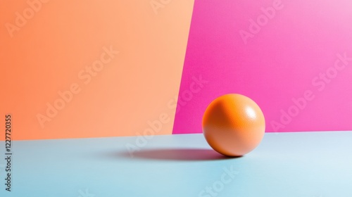 Spherical object on a vibrant dual tone background with ample copyspace for creative text and design applications photo