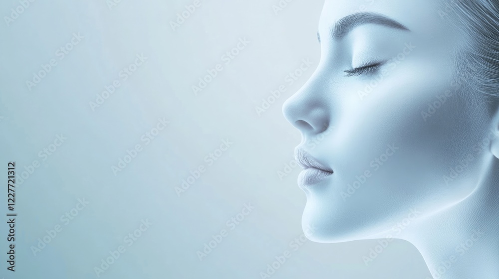 Youthful Serenity and Wellness Concept in Spa Science with a Calm Female Profile and Soft Light for Relaxation and Beauty Treatment Themes