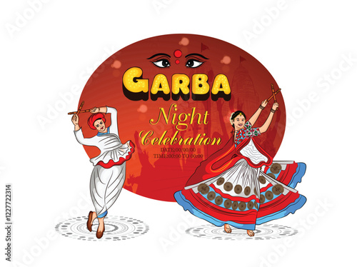 Happy Durga Puja, Subh Navratri,Garba Night Indian religious header banner 