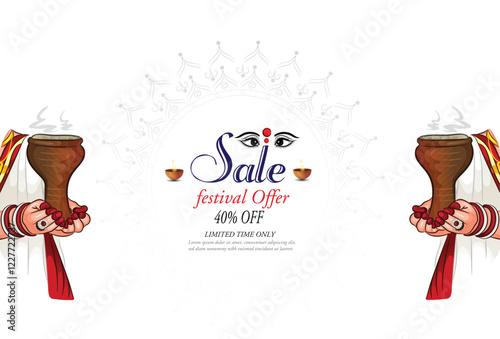 Happy Durga Puja, Subh Navratri,Garba Night Indian religious header banner 