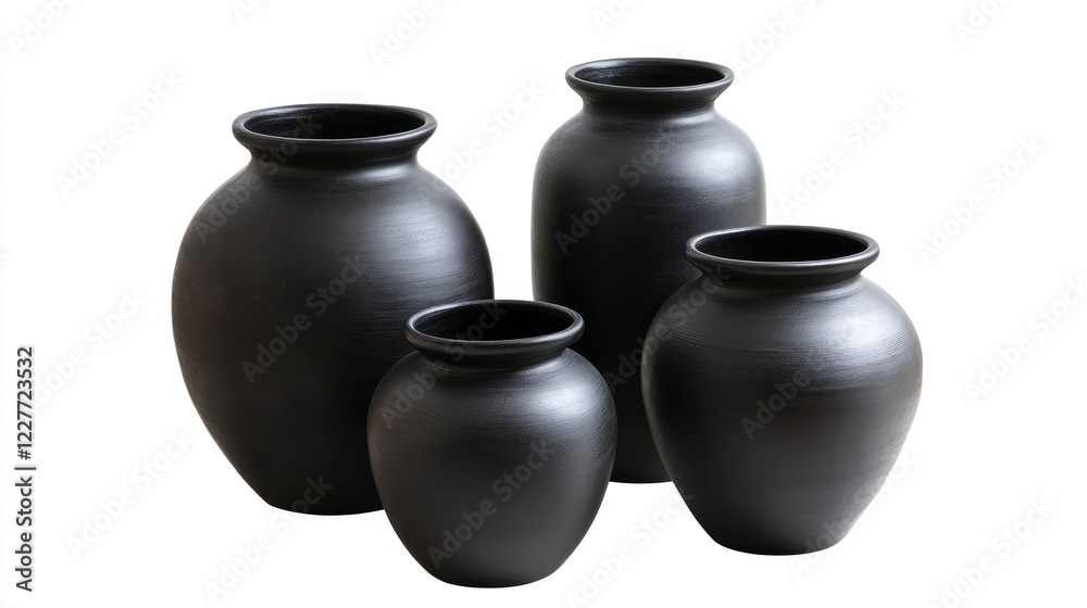 Elegant matte black terracotta vases for sophisticated home decor showcasing modern style and artistic design in interior spaces. Elegant matte black terracotta vases for sophisticated home decor showcasing modern style and artistic design in interior spaces.