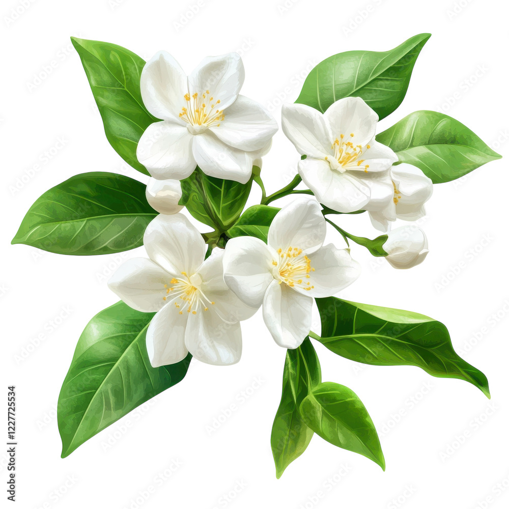 Obraz premium Jasmine Blooms Close Up on transparent background