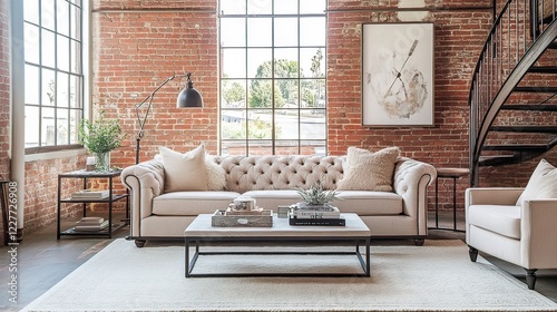 Loft apartment living room sofa interior design