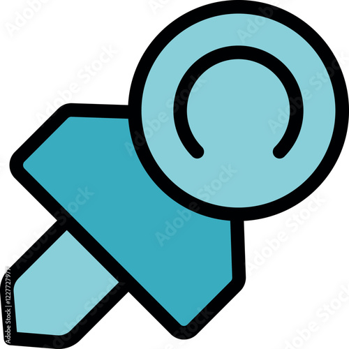 Blue push pin with semi circular head symbolizing attachment and organization