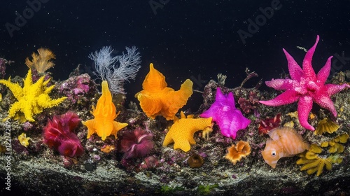 Vibrant Colorful Sea Creatures Adorn Ocean Floor photo