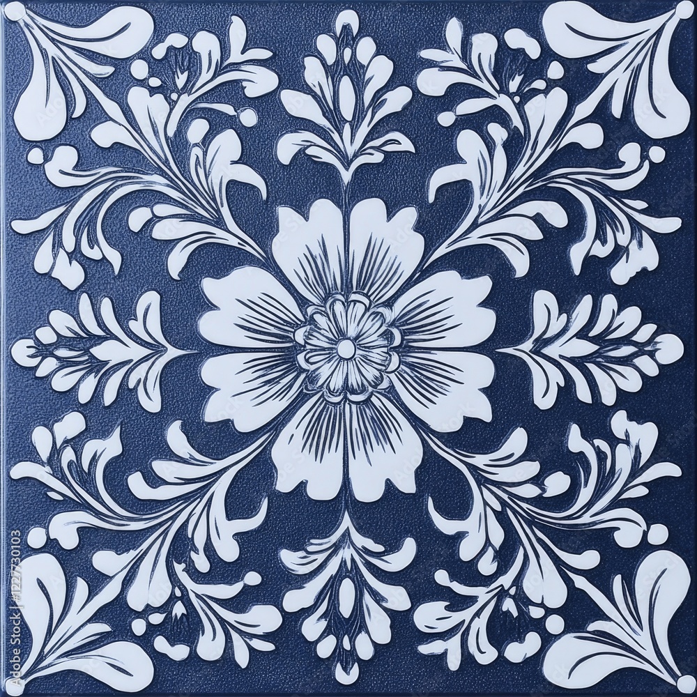 Fototapeta premium Blue and White Decorative Tile