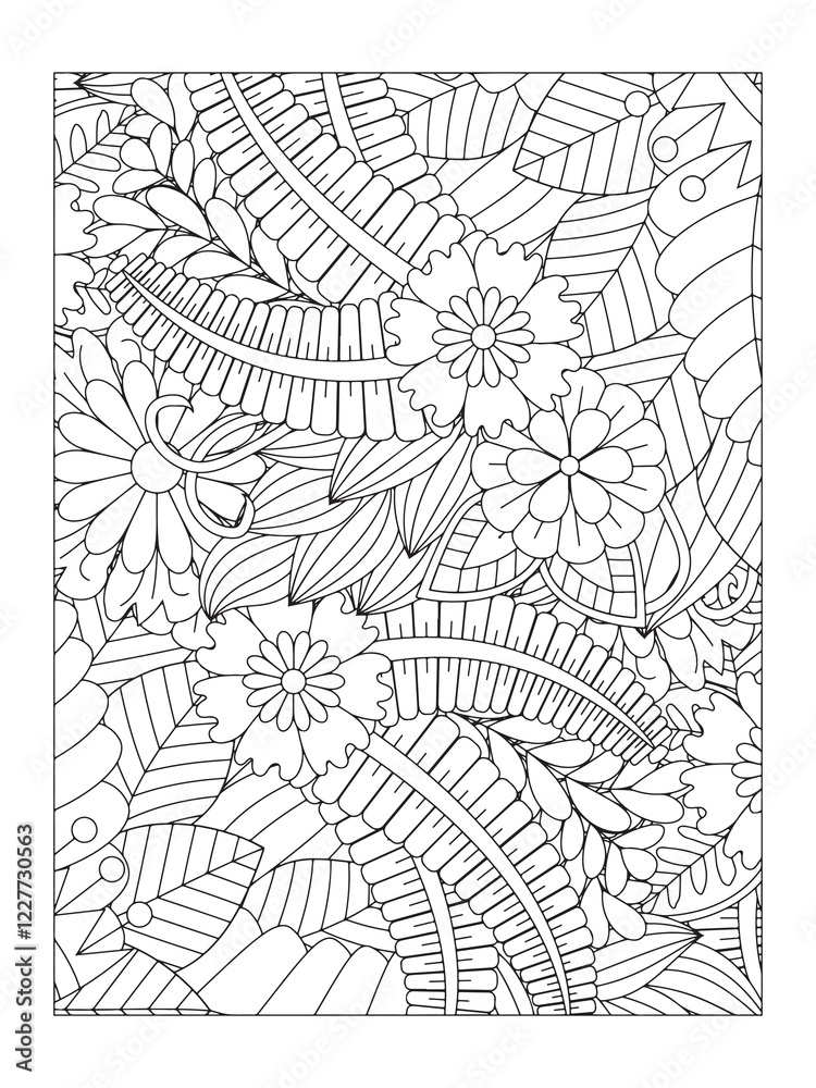 Obraz premium Flower pattern. Vector doodle flowers in black and white. Page adult coloring book. Coloring Flower Page.