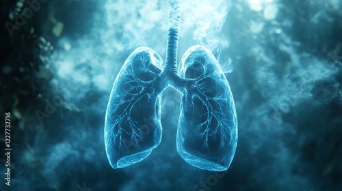 Blue Lungs Illustration. photo