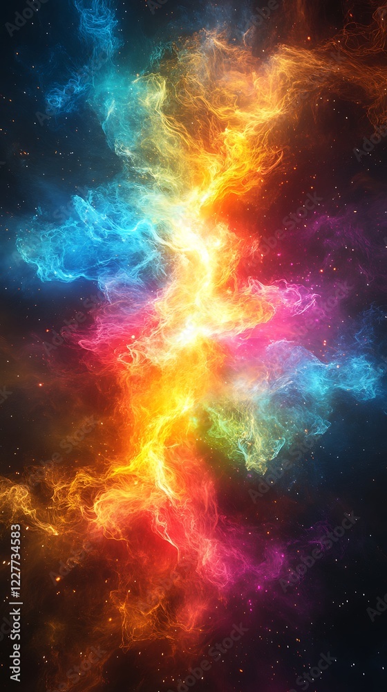 Naklejka premium Colorful Abstract Background with Nebula Stars and Galaxies
