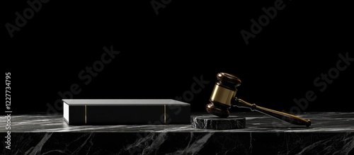 Wallpaper Mural Gavel on sound block beside legal book on marble table with dark background offering empty space for text or branding elements Torontodigital.ca