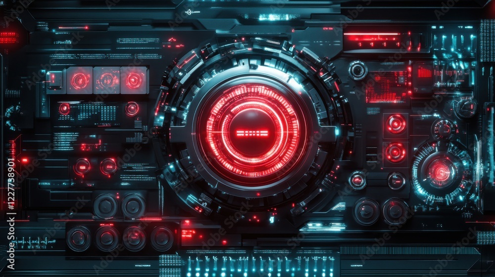 Illustration that represents the concept of AI-Driven Cyber Defense in dark crimson and glowing silver colors Illustration that represents the concept of AI-Driven Cyber Defense in dark crimson and glowing silver colors