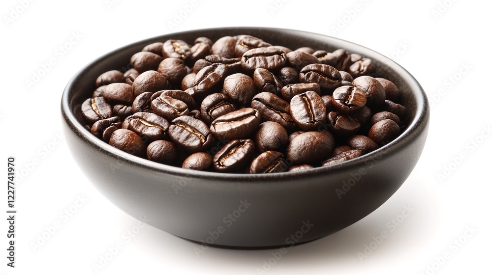 a bowl of coffee beans on a white background. a bowl of coffee beans on a white background.