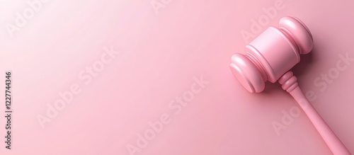 Legal authority gavel and soundboard on pink background with copy space for text symbolizing justice and legal matters