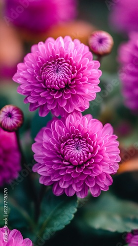 the flowers in the image are pink and green.