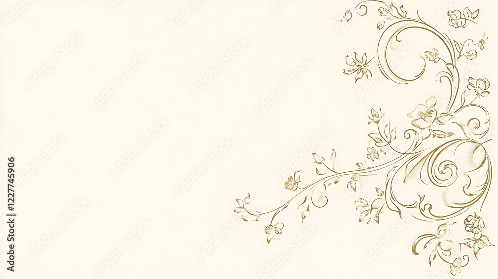 Elegant Gold Floral Design on Cream Background Elegant Gold Floral Design on Cream Background