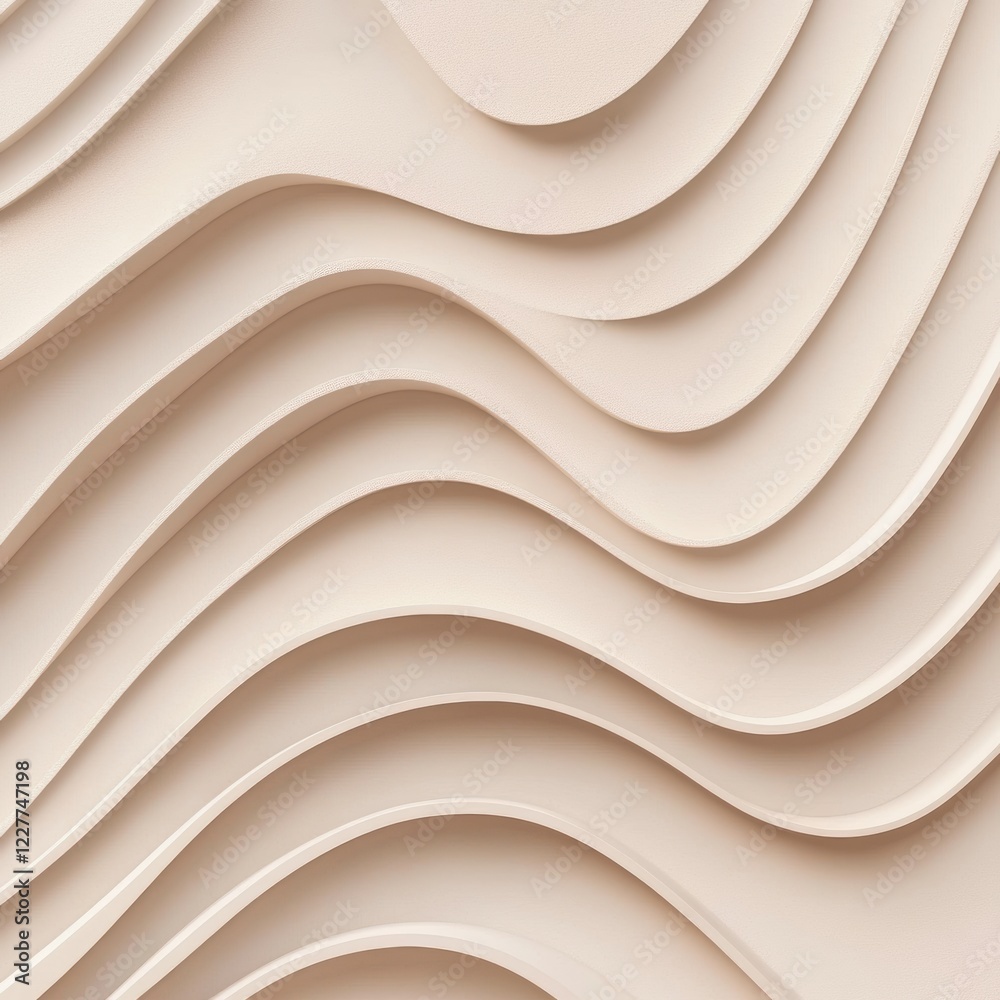 Obraz premium Layers of curved design create a modern aesthetic in a light toned interior space. Generative AI
