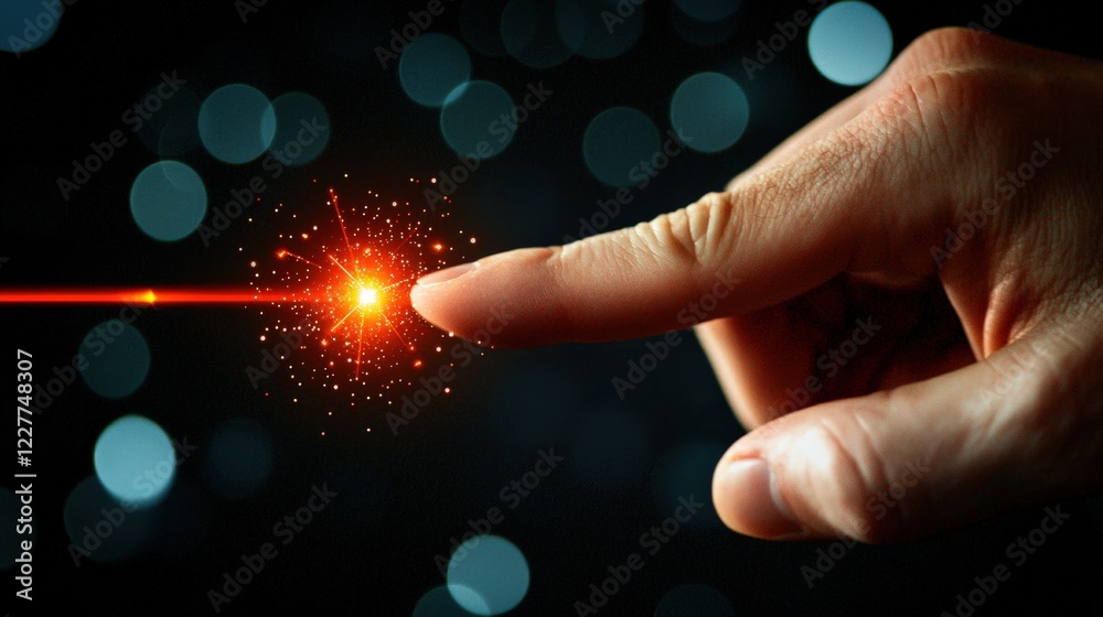 Obraz premium Laser interaction illuminating technology abstract background digital art close-up view concept of innovation