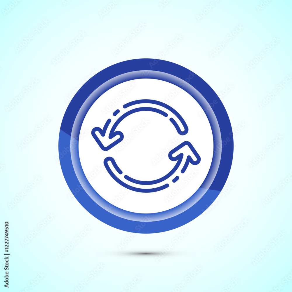 Sync processing icon design, Synchronization or reset icon, Reload sign, Blue color button design Sync processing icon design, Synchronization or reset icon, Reload sign, Blue color button design