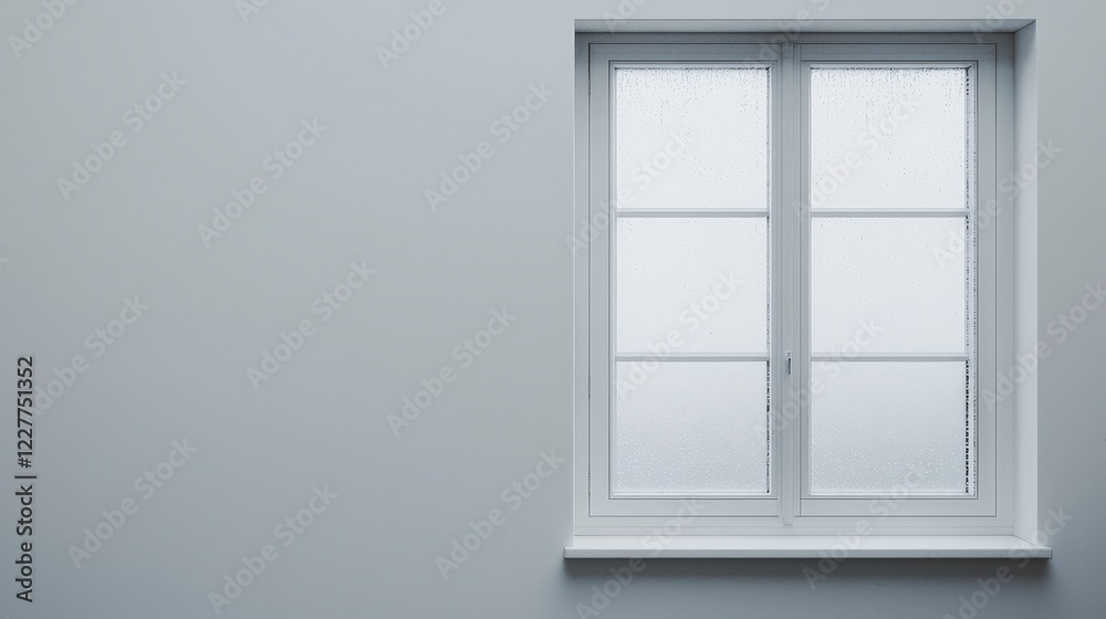 Calm Interior with Minimalist Window in Light Gray Wall Calm Interior with Minimalist Window in Light Gray Wall
