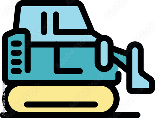 Small bulldozer preparing terrain for building work, earthmoving equipment for construction projects