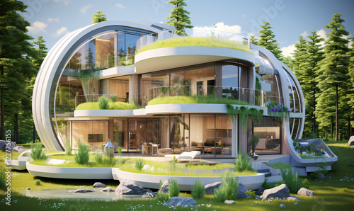 Wallpaper Mural Innovative futuristic house of the future with an eco-friendly, eco-friendly look. Torontodigital.ca