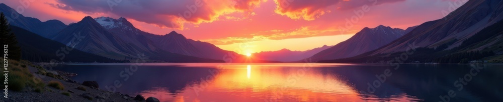 Sunrise over Maroon Lake and its surrounding peaks , Aspen, panorama Sunrise over Maroon Lake and its surrounding peaks , Aspen, panorama