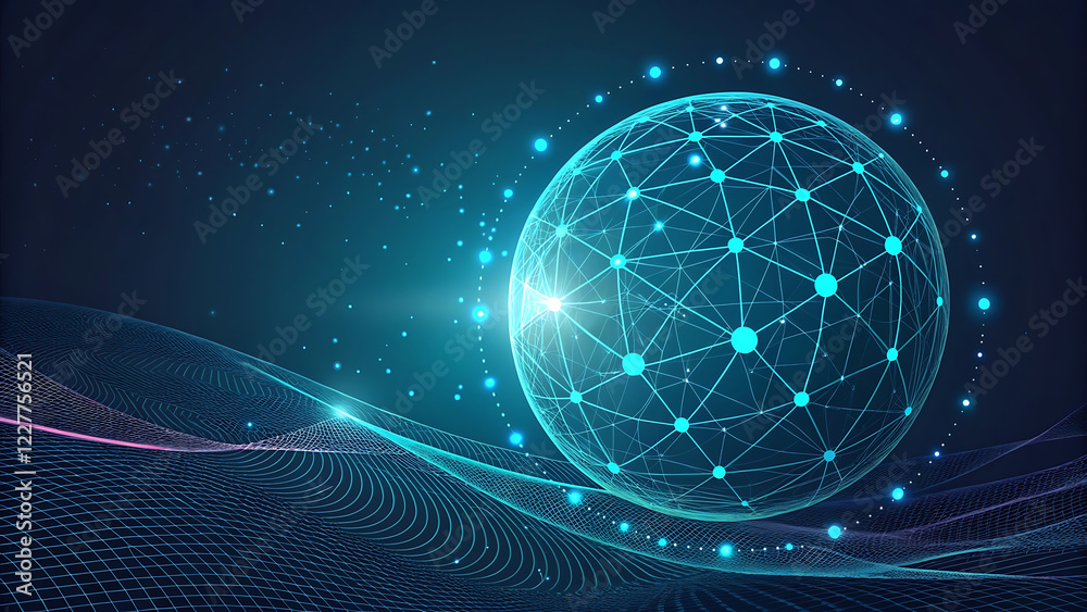 Fototapeta premium Futuristic technology banner featuring glowing ai hologram network design