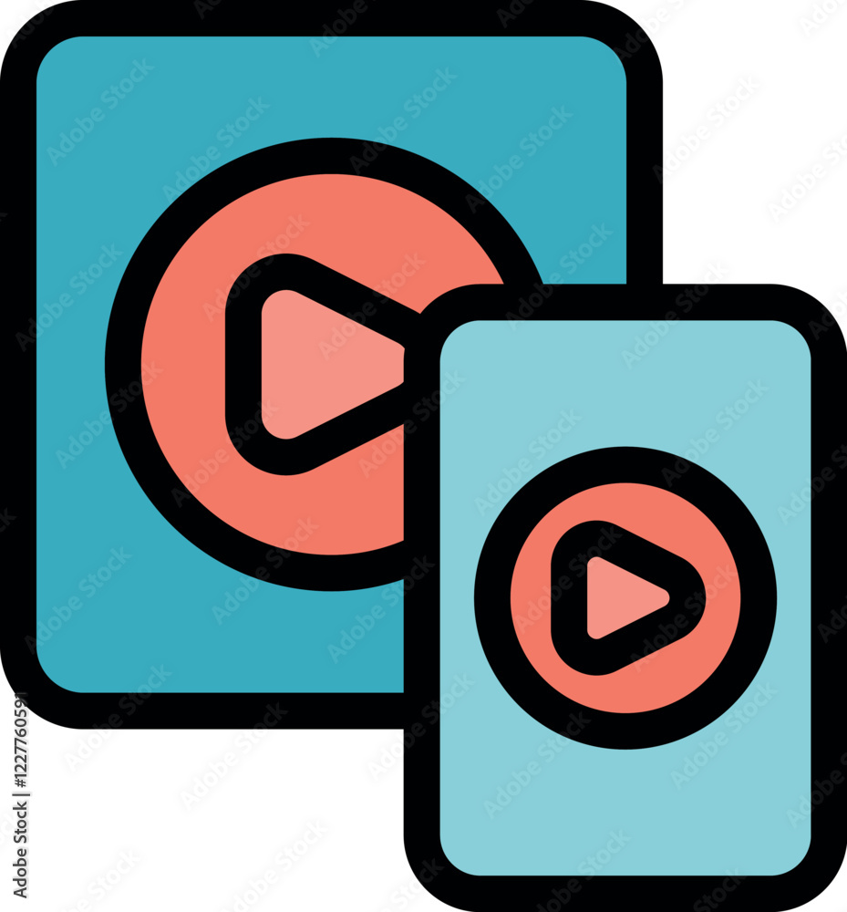 Playlist is showing streaming multimedia content and player buttons, symbolizing online entertainment and digital media consumption Playlist is showing streaming multimedia content and player buttons, symbolizing online entertainment and digital media consumption
