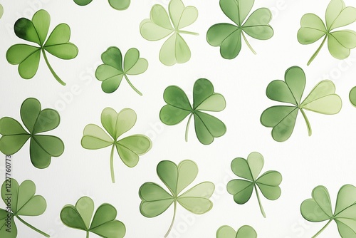 Clover leaves pattern, vivid green foliage design, top view