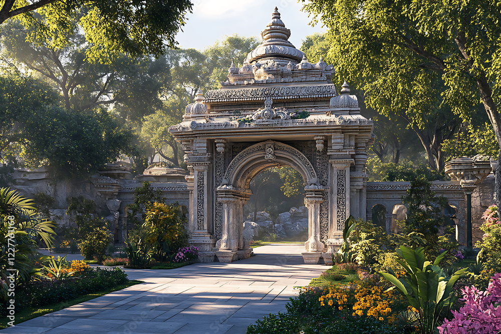 3D render of an Indian temple entrance 3D render of an Indian temple entrance