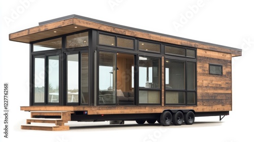 Modern Tiny House with Large Windows and Rustic Charm
