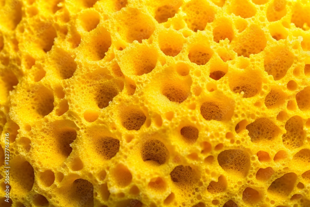 Close-Up Texture of a Yellow Cleaning Sponge - Detailed Macro Photography Close-Up Texture of a Yellow Cleaning Sponge - Detailed Macro Photography