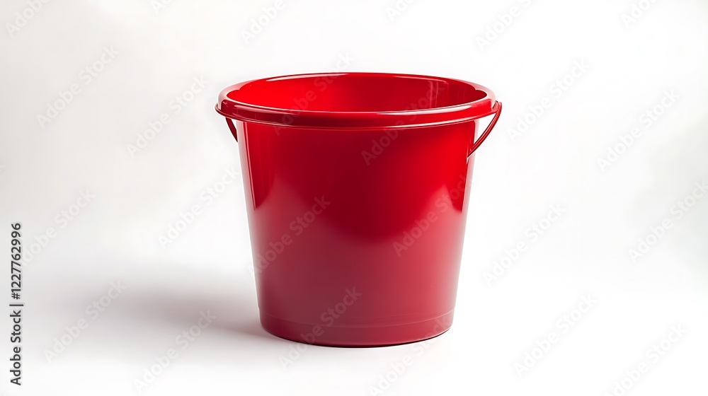 Red plastic bucket with handles isolated on white background Red plastic bucket with handles isolated on white background