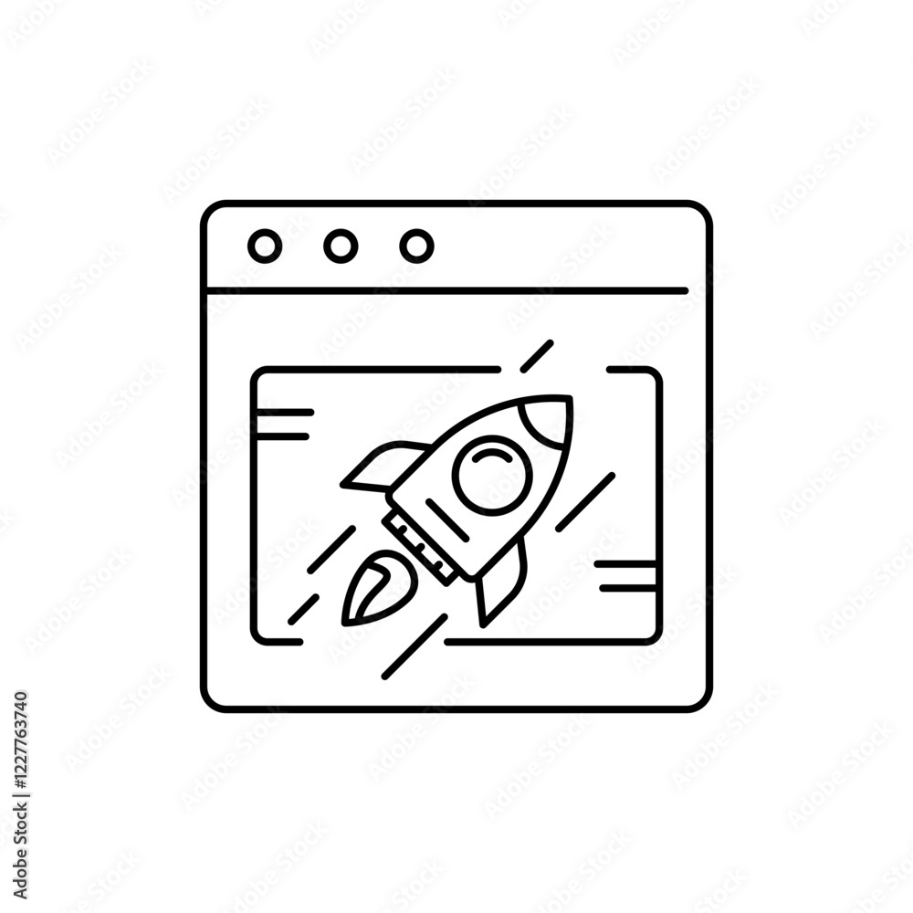 Outlien Media Launch icon, representing the launch of new content.