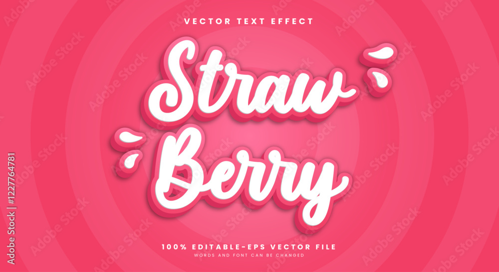 Strawberry Cute Style editable text effect suitable for fresh fruit theme Strawberry Cute Style editable text effect suitable for fresh fruit theme
