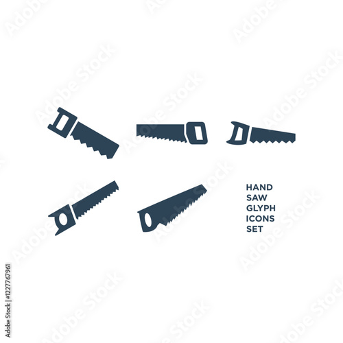 Hand saw icons set. Saw vector working tool construction and manufacturing equipment design illustration.