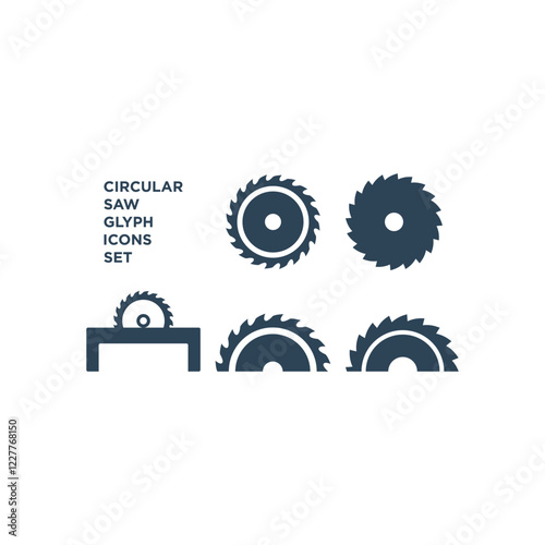 Saw circle icons set, industrial saw vector flat illustration isolated sign symbol.