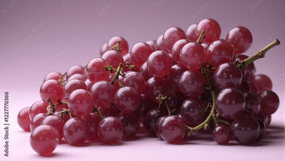 Fototapeta premium Fresh purple grapes with a soft glow some scattered