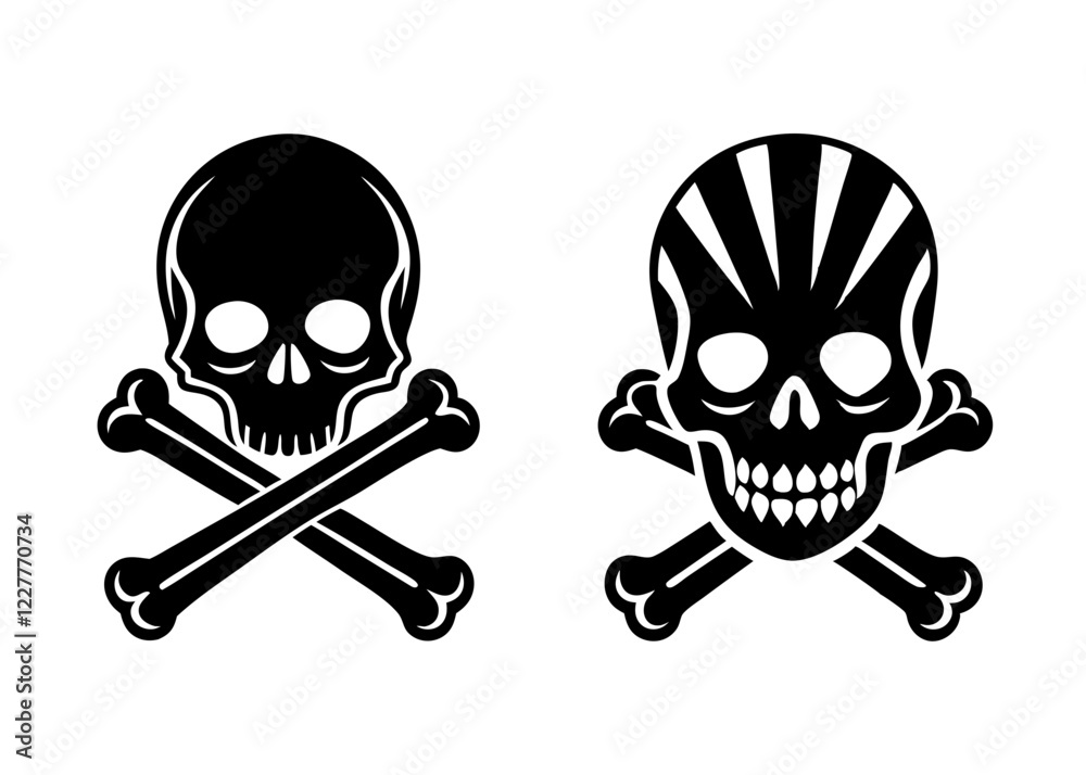 Skull Icons Black and White Minimalist Design Vector Graphics Skull Icons Black and White Minimalist Design Vector Graphics